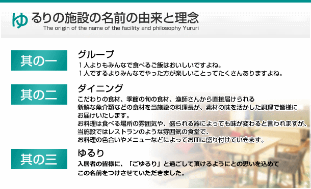 ゆるりの施設の名前の由来と理念